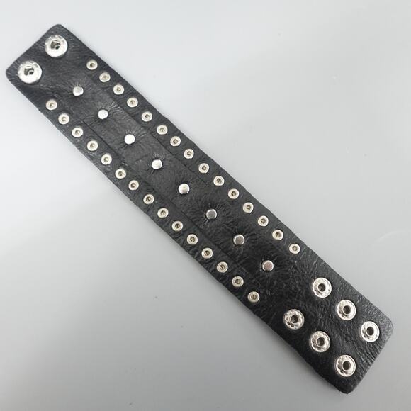 Black Leather Bracelet W/ Studs SL-11 - Picture 3 of 3